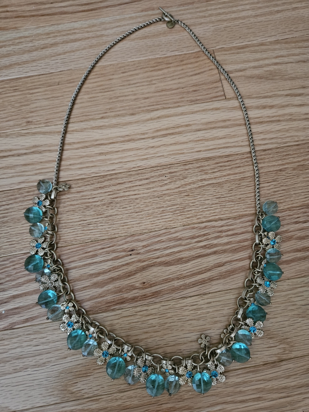 J. Jill Gold-Tone Necklace with Teal and Aqua Beads